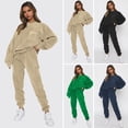thumbnail image 2 of 2 Pcs/Set Women Top Pants Set Round Neck Long Sleeve Elastic Cuff Sweatshirt Pure Color Stretchy High Waist Ankle-banded Trousers Sport Fitness Tracksuit, 2 of 7