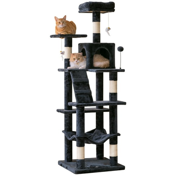 MWPO 63.8-in Cat Tree for Large Cat Tower with Condo and Scratching Post,Dark Gray