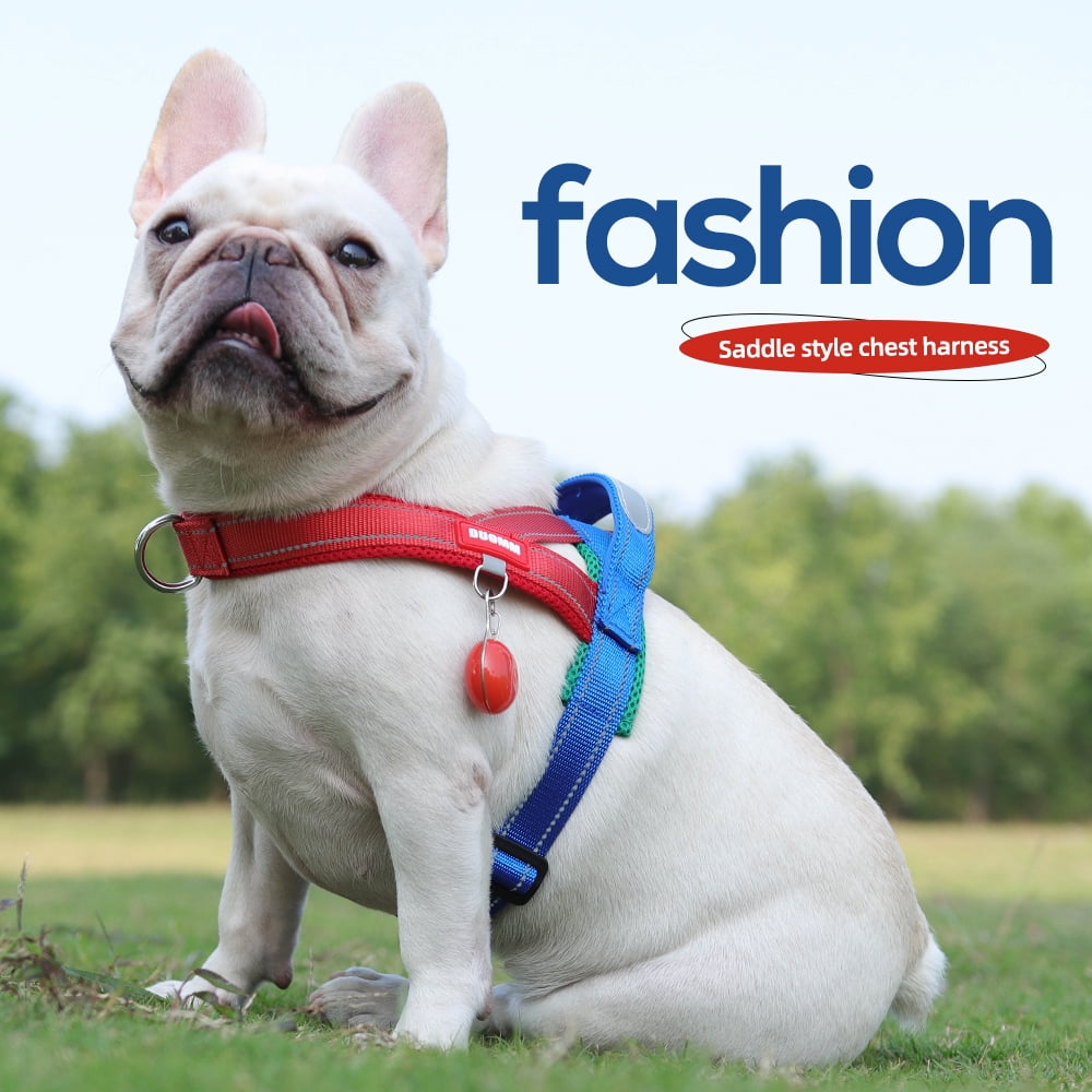 Puppy Pet Saddle Chest Harness with Reflective,Small Dog Vest Harness Outdoor Dog Leash Rope,Breathable Mesh Padded Vest - Escape Proof Vest