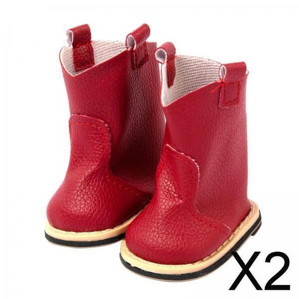 Botas De Muñeca De 2x18 ", Zapatillas Altas De Moda Para Niña, Muñeca Para Navidad, Acción De Gracias, Niña, Roja 2 piezas