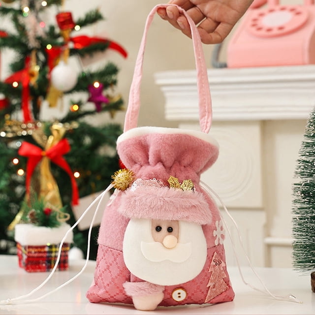 Bolsas de regalo navideñas para dulces y pequeños obsequios | Bolsas de poliéster con lentejuelas para dulces | Bolsas festivas para recuerdos de fiesta, ideales para manzanas