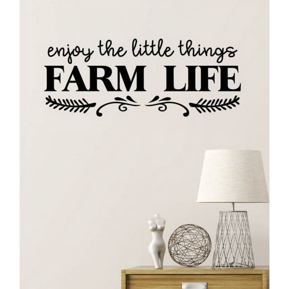 Farmhouse Wall Decor Enjoy Little Things Farm Life Vinyl Decal Letters 23x9-Inch Black