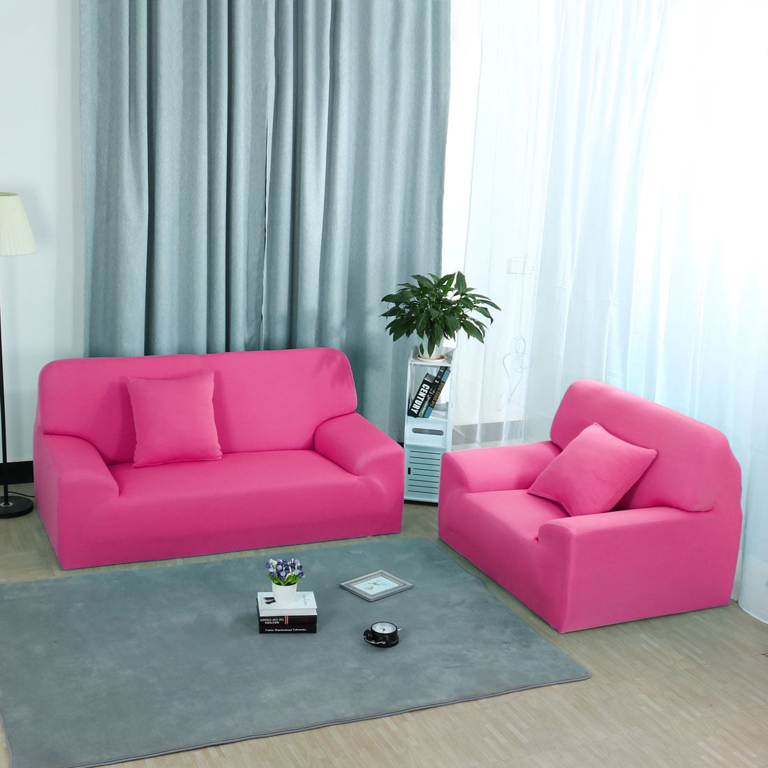Unique Bargains 1-Piece Modern Solid Stretch Sofa Slipcover, Fuchsia