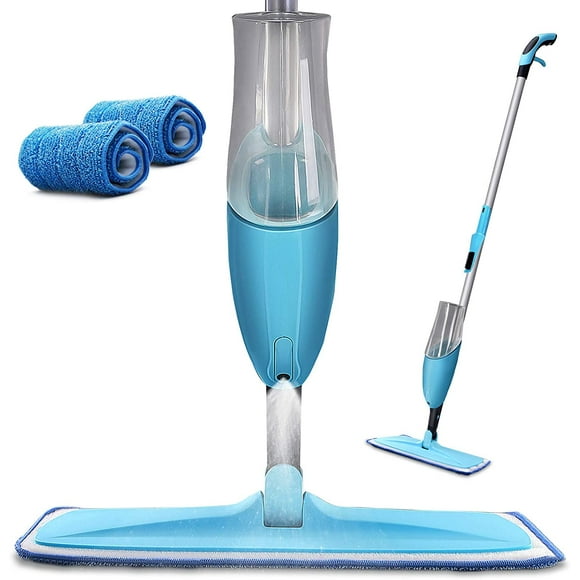 Yocada Vadrouille en Microfibre avec un Total de 2 Vadrouilles Lavables pour Bois Franc en Céramique Marbre Stratifié Cuisine Nettoyage de Sol Humide et Sec Facile Wring 600ml Bleu