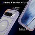 thumbnail image 7 of Magnetic Case for Google Pixel 9 Pro XL Clear Compatible with Magsafe, Hybrid Protective Silicone Bumper, Slim Smooth Sleek Matte Frosted Case for Men Women for Google Pixel 9 Pro XL,Lightpurple+Clear, 7 of 7