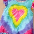 thumbnail image 4 of Youmylove Dresses For Girls Toddler Small Flying Sleeve Crewneck Tie Dye Love Print Dress For 1 To 4 Years, 4 of 7