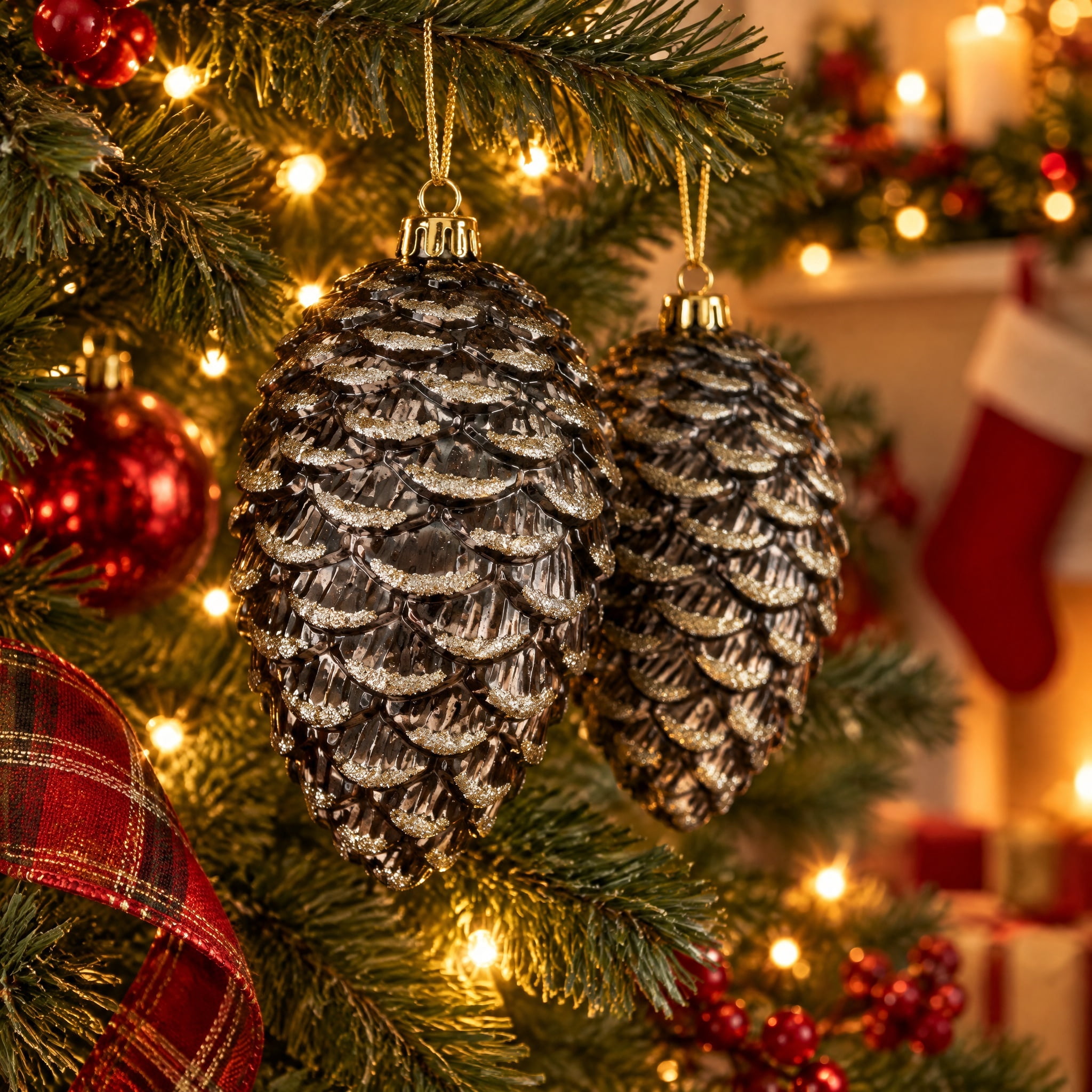 2-Count Brown Jumbo Pinecone Shatterproof Christmas Ornaments, 11", by Holiday Time