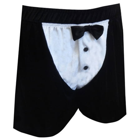 Tuxedo Look Black Velour Boxer Shorts (Best Looking Mens Underwear)