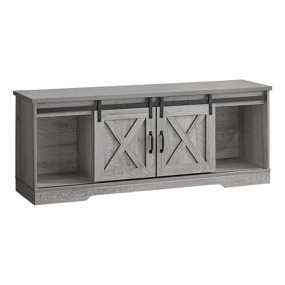 Monarch Specialties Tv Stand, 60 Inch, Console, Media Entertainment Center, Storage Cabinet, Living Room, Bedroom, Laminate, Grey, Transitional
