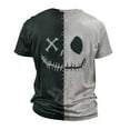 thumbnail image 4 of Men's Halloween Patchwork Skull Graphic T-Shirt Crew Neck Short Sleeve Casual Streetwear Top, 4 of 6