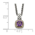 thumbnail image 2 of 925 Sterling Silver Oxidized Lobster Claw Closure With 14k Amethyst Pendant Necklace 12mm Wide Pendant for Women, 2 of 2