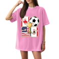 thumbnail image 1 of Women's Football Graphic T-Shirt, Women's Soccer Letter Print Short Sleeve T-Shirt, Casual Summer Neck Top for Women Sports Fan Tee Shirt Everyday for Soccer Tournament 2026 Pink Size: 2XL, 1 of 4