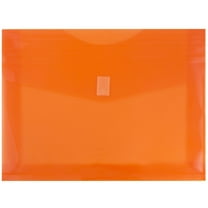JAM Paper Plastic Expansion Envelopes, Hook & Loop, Letter Booklet, 9 3/4 x 13, 2 in Expansion, Orange, 3/Pack