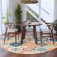 thumbnail image 4 of Boho Morocco Large Area Rugs for Bedroom Living Room, Soft Non Slip Carpet Bedside Rug, Retro Farmhouse Ethnic Neutral Aesthetic Round Floor Cover Kitchen Accent Rug 6' for Dining Room/Office, 4 of 9