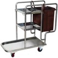 thumbnail image 3 of PreAsion Stainless Steel Janitor Cart With 3 Cloth Bag Traditional Cleaning Housekeeping Cart, 3 of 8