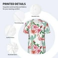 thumbnail image 3 of Hirioo Flamingo Flower for Men's Baseball T-shirt Shirts Short Sleeve Casual Summer Button Stretch T Shirts,Size S-4XL-4X-Large, 3 of 7