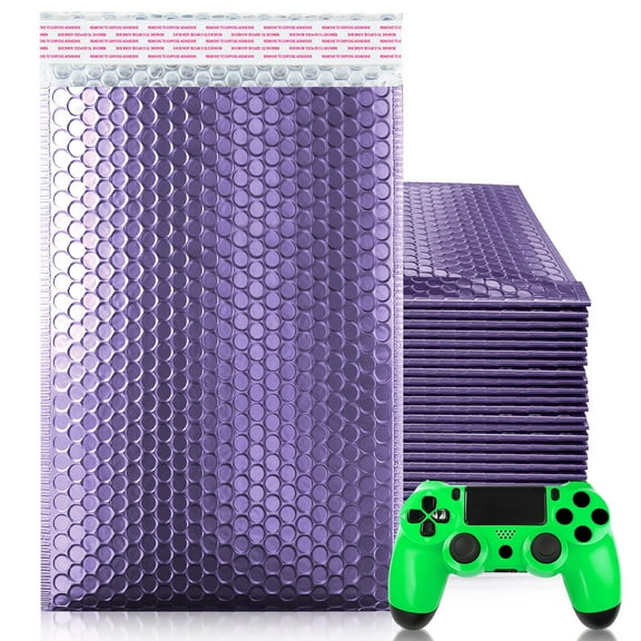 Purple Metallic Bubble Mailers, High-Gloss Padded Self-Seal, 25 Count, 6.5 x 10.5 in