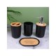 thumbnail image 1 of 4pcs Bathroom Storage & Grooming Set With Bamboo Lid, Plastic Shelf, Toothbrush Holder, Mouthwash Cup, Soap Box, & Lotion Bottle - Gift Box Pack, 1 of 4