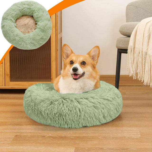 EGNMCR Soft Plushes Round Pet Bed For Cats Or Small Dogs Medium Sized Dog Cats Bed Indoor Snooze Sleeping Cozy Kitty Teddy Kennel Machine Washable Non Slip Bottom Polyester pets bed