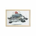 thumbnail image 1 of Police Wall Art with Frame, Police Cartoon Car Cab Like Design with Furious Angry Eyes and Red Alarm Print, Printed Fabric Poster for Bathroom Living Room, 35" x 23", Black and White, by Ambesonne, 1 of 2