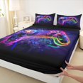 thumbnail image 3 of Manfei Video Game 3pcs Twin Sheet Sets,Geometric Stripes Twin Fitted Sheet,Black Purple Breathable Flat Sheet,Lightweight Gamepads Bedroom Decoration, 3 of 7