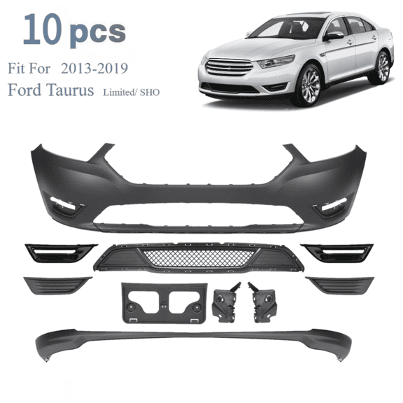 Front Bumper Cover Assembly Grille Kit Grill For 2013-2019 Ford Taurus 10PCS