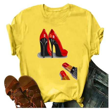 

kakina CMSX Sunflower Shirts for Women Fashion Floral Graphic Print Short Sleeve T-Shirt Casual Blouse Ladies Casual Tops Yellow S
