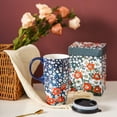 thumbnail image 3 of czcpp-Ceramic Travel Mug with Lid Coffee Mug with Gift Box Latte Mug Coffee Cup, 17oz. White Flower, 3 of 4