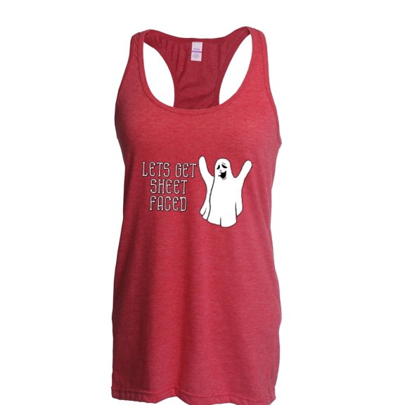 MmF - Women's Racerback Tank Top - Halloween Let`s Get Sheet Faced Ghost