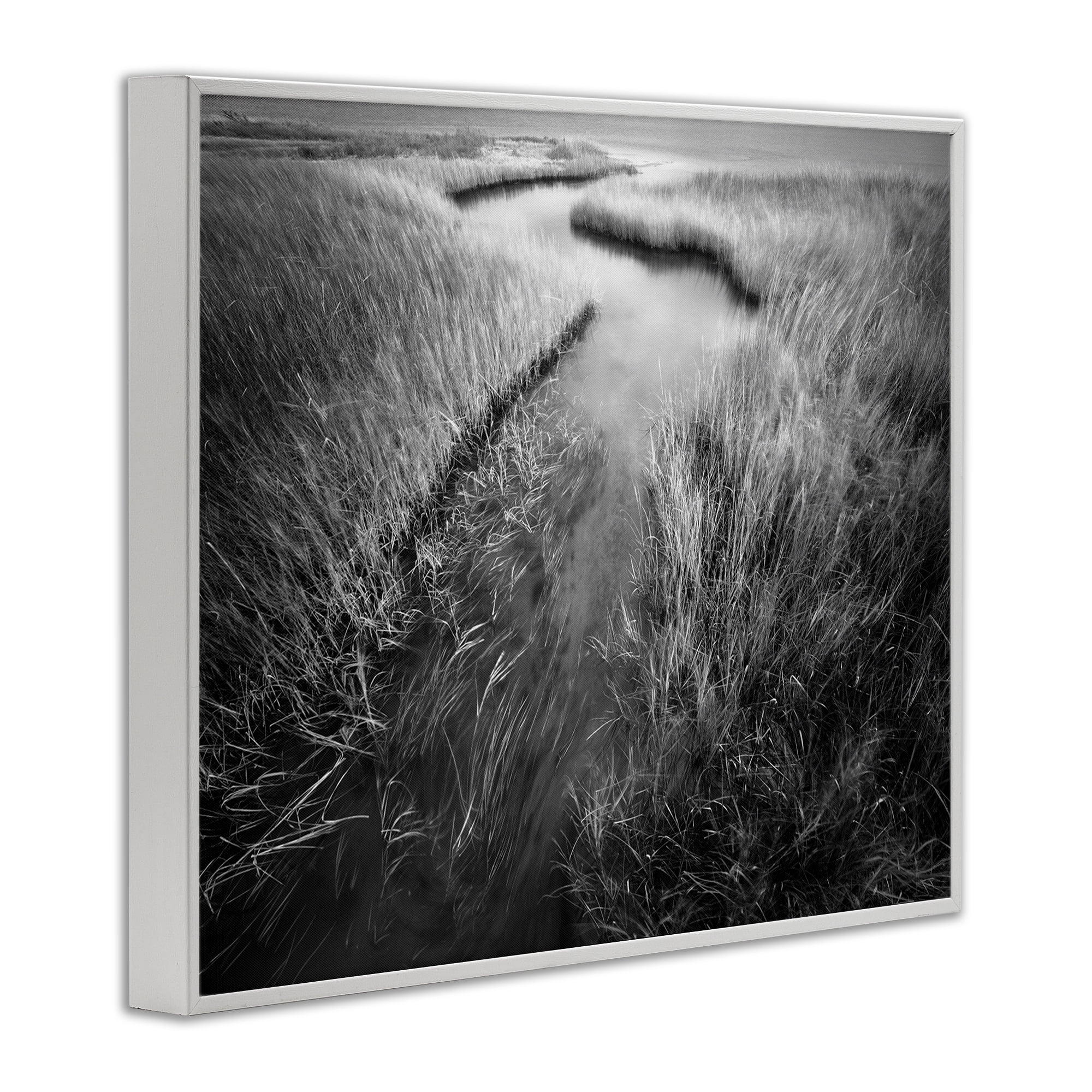 Stupell Industries Meandering Estuary View Landscape Photography White Framed Art Print Wall Art, 14 x 11