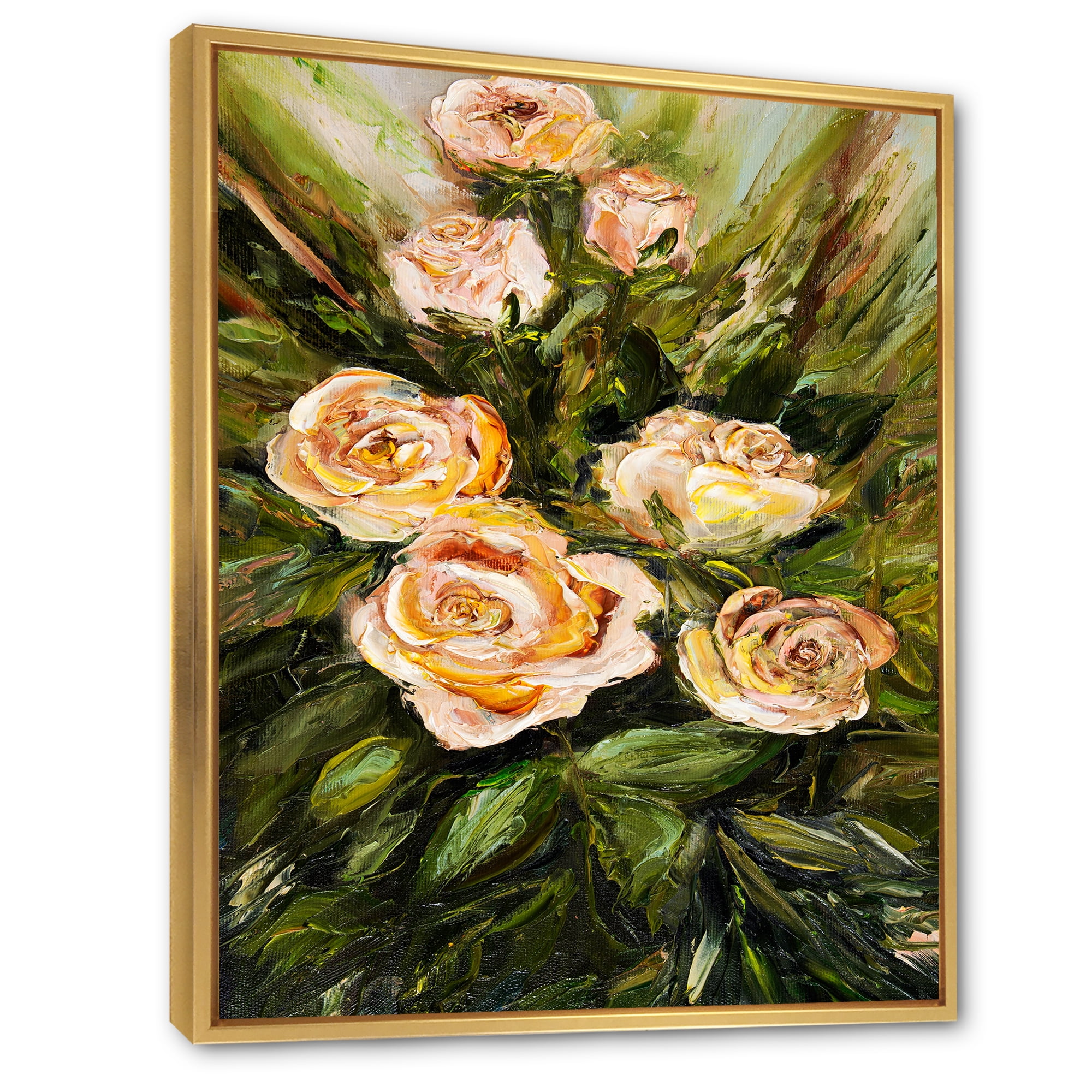 Designart 'Abstract Four VIntage Pink Roses' Traditional Framed Canvas Wall Art Print