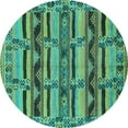 thumbnail image 1 of Ahgly Company Indoor Round Oriental Turquoise Blue Industrial Area Rugs, 6' Round, 1 of 4