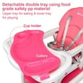 thumbnail image 4 of Costway Chaise Haute pour Bébé 3 en 1 avec Dossier Réglable et Plateaux Amovibles Rose, 4 of 8