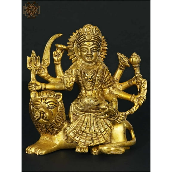 4" Mother Goddess Durga Statue in Brass | Handmade | Made in India - Brass Statue