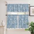 thumbnail image 3 of Kitchen Window Curtains Valance and Tier Set, Ocean Undersea Coral Seaweed Rod Pocket Tier Curtain Valance Set, Watercolor Marine Life on Blue Light Filtering Cafe Curtains for Bedroom Living Room, 3 of 9