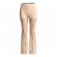 thumbnail image 4 of Karymi Shorts for Women Solid Floral Lace Sheer Flare Long Pants, Elastic High Waist See-Through Casual Trousers With Lined Short For Party Club Daily Running Shorts for Women, 4 of 7
