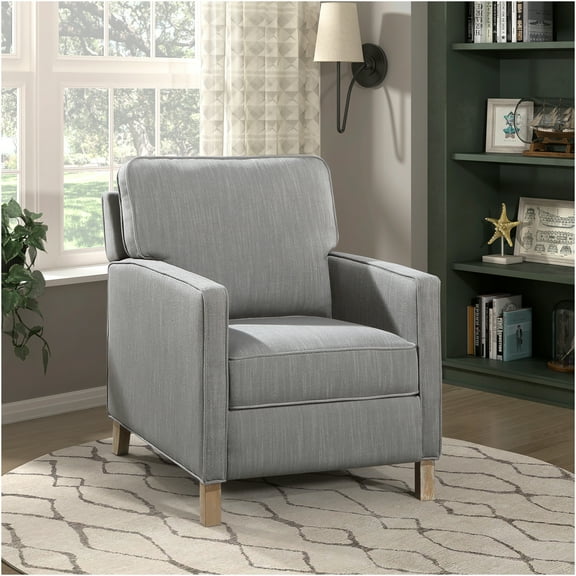 JERFIT Gray Fabric Recliner Chair, Traditional Push Back Reclining Armchair with Solid Wood Frame and Cushioned Seat for Living Room