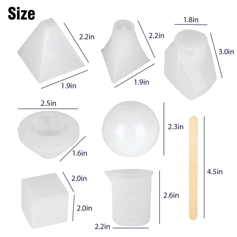 18pcs DIY Silicone Resin Casting Molds Tools Set, Epoxy Resin Molds for  Jewelry Craft Casting, Including Cube, Pyramid, Sphere, Diamond, Stone  Resin