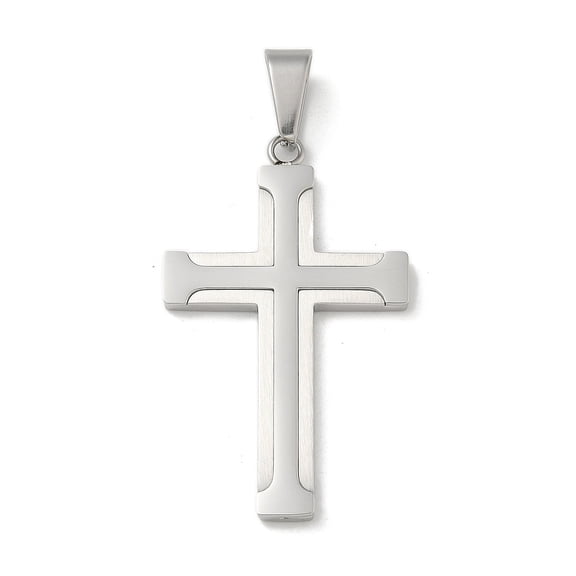 6pcs 304 Stainless Steel Pendants Cross Pendants Stainless Steel color 41x25x2.5mm Hole: 8x5mm