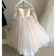 thumbnail image 3 of Lace Embroidery Sheer Long Sleeves Kids Trailing Gowns, 3 of 5