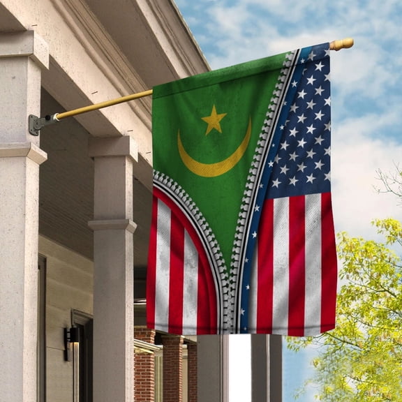 USA Zipper Flag Heritage Show Mauritanian Mauritania House Flag, Double-Sided Outdoor Yard Decor 29.5 x 39.5 Inch