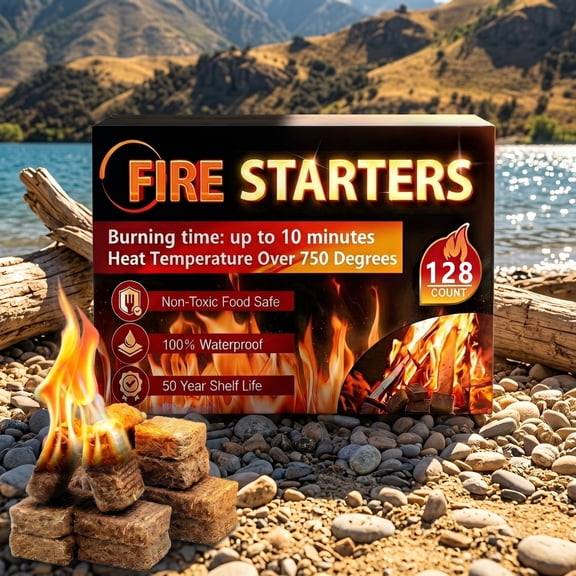 Fire Starter, 128 pcs-Natural Fire Starters for BBQ, Campfire, Fireplace, Charcoal, Wood Stove, Chimney, Fire Pit, Grill, Smoker, Indoor Outdoor Use