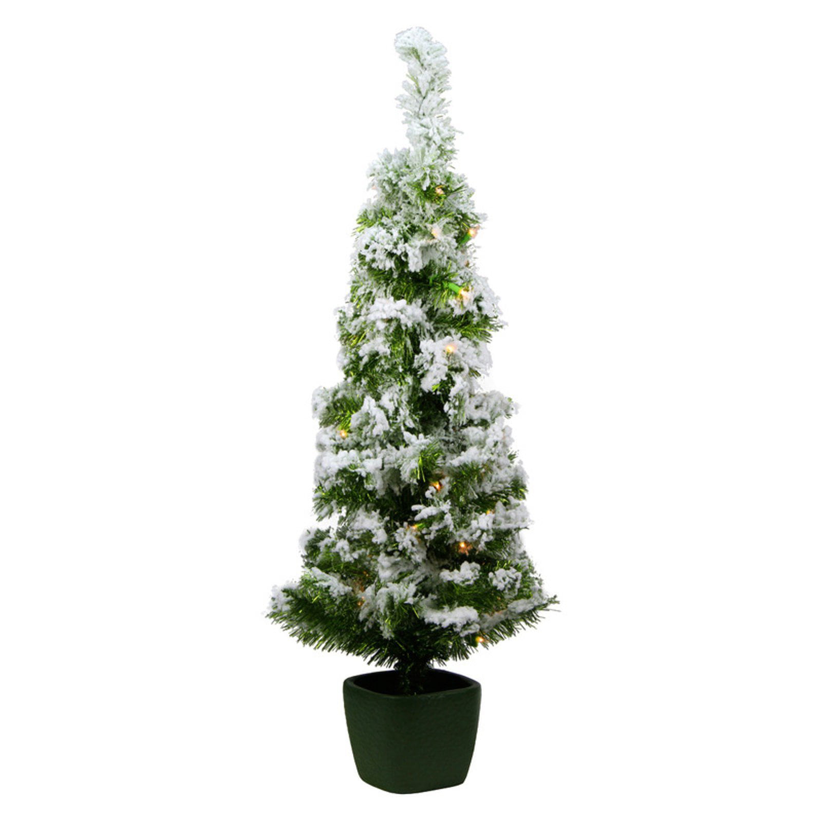 Northlight 3.5 ft. Pre Lit Potted Flocked Artificial Christmas Tree ...
