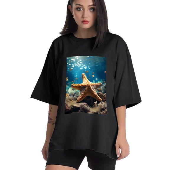 Plus Size Shirt for Women Black Tops for Women Short Sleeves Shirt for Women Starfish1 T Shirt Crewneck Shirt for Women XS