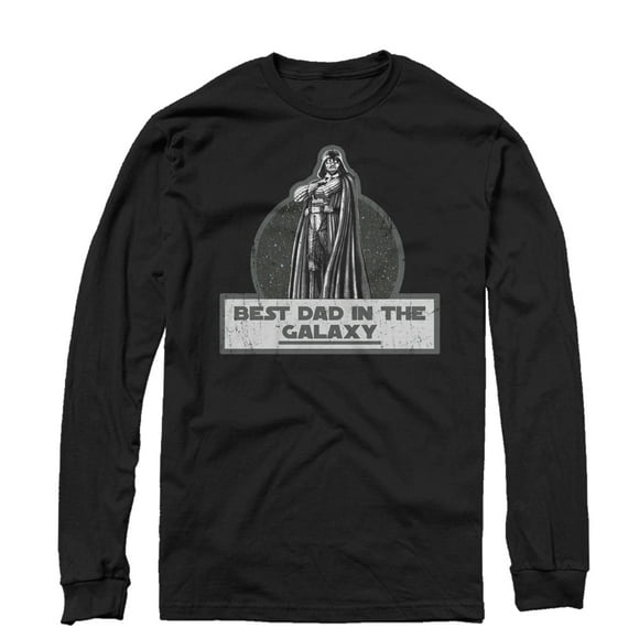 Men's Star Wars Vader Best Dad in the Galaxy  Long Sleeve Shirt - Black - Large