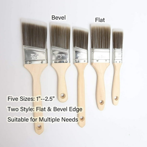 Paint Brushes5 Piece Premium Paint Brush Sets with Wooden Handles