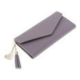 thumbnail image 2 of Cartera de material cuero artificial suave con triple soporte para múltiples tarjetas, elegante de embrague para mujeres, - 4 Púrpura claro, 2 of 8