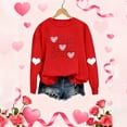 thumbnail image 2 of Women's Long Sleeve Tops Valentines Day Holiday Outfits Crewneck Sweatshirts Love Hearts Print Pullover Loose Fit (M, Red 01), 2 of 5