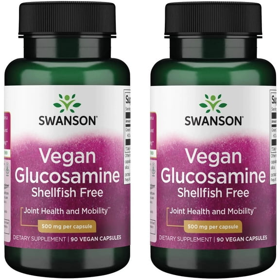 Swanson Vegetarian Glucosamine - Shellfish Free 500 Milligrams 90 Veg Capsules (2 Pack)