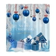thumbnail image 1 of Blue Blue Christmas Shower Curtain Featuring Tree And Ball Designs Comes With Hooks For Bathroom Or Dorm, 1 of 6